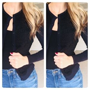 Ann Taylor cardigan. Navy blue and black.